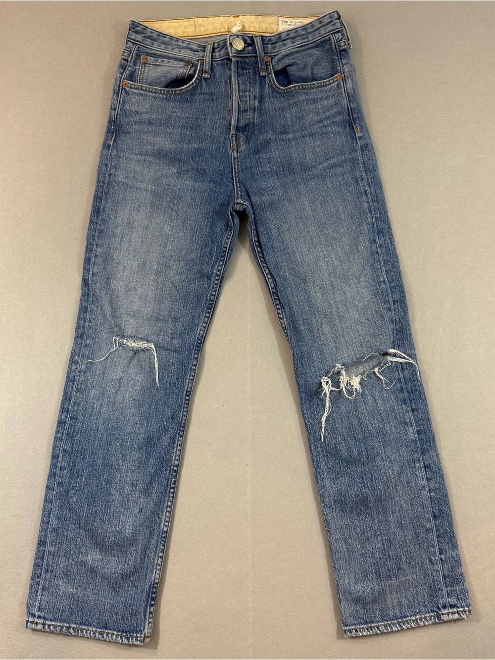 rag & bone Maya High-Rise Ankle Straight Jeans Size 26 Distressed